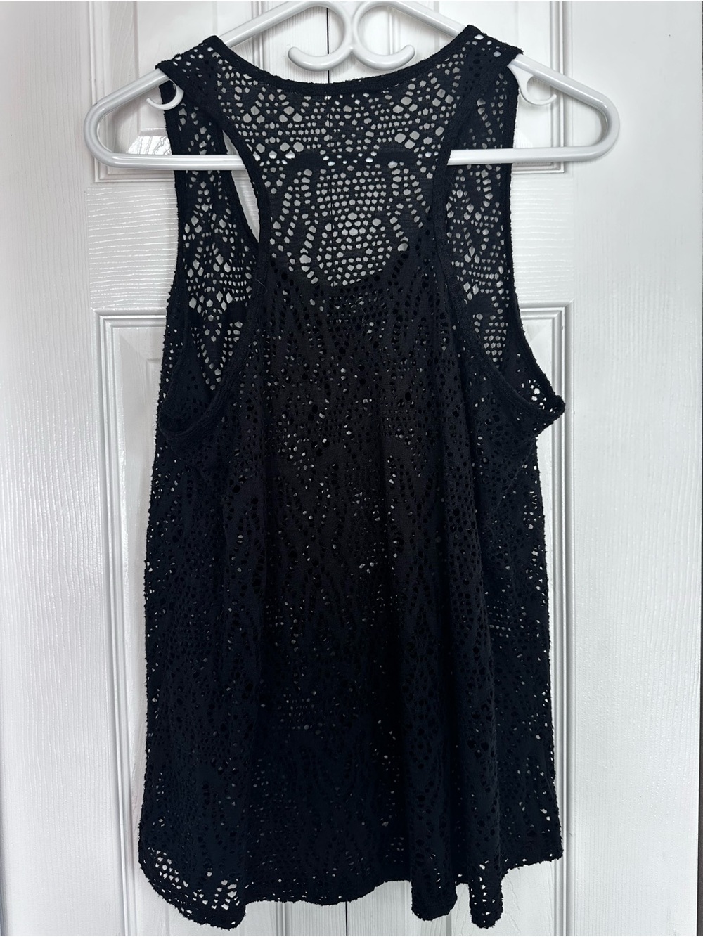 Black Lace Racerback Tank Top - warehouse one #11 - Picture 2 of 3